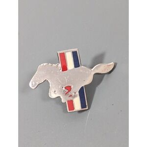 Vintage Ford Mustang 90s Horse Tri Bar Red white Blue Tack Pin